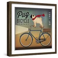 Pug on a Bike Indigo-Ryan Fowler-Framed Art Print