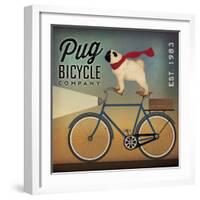 Pug on a Bike Indigo-Ryan Fowler-Framed Art Print