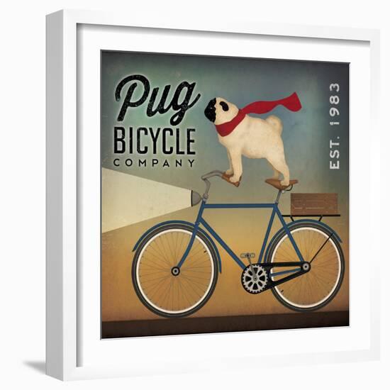 Pug on a Bike Indigo-Ryan Fowler-Framed Art Print