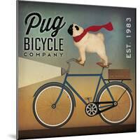 Pug on a Bike Indigo-Ryan Fowler-Mounted Art Print