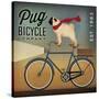 Pug on a Bike Indigo-Ryan Fowler-Stretched Canvas