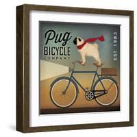 Pug on a Bike Indigo-Ryan Fowler-Framed Art Print