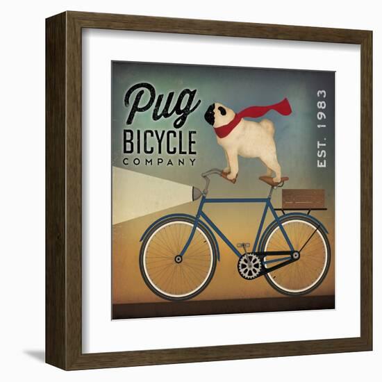 Pug on a Bike Indigo-Ryan Fowler-Framed Art Print