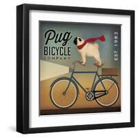 Pug on a Bike Indigo-Ryan Fowler-Framed Art Print