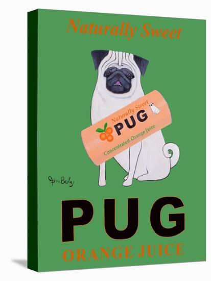 Pug Orange Juice-Ken Bailey-Stretched Canvas