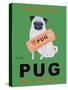 Pug Orange Juice-Ken Bailey-Stretched Canvas