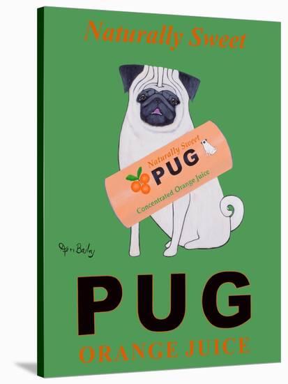 Pug Orange Juice-Ken Bailey-Stretched Canvas