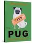 Pug Orange Juice-Ken Bailey-Stretched Canvas