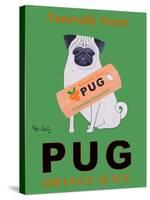 Pug Orange Juice-Ken Bailey-Stretched Canvas