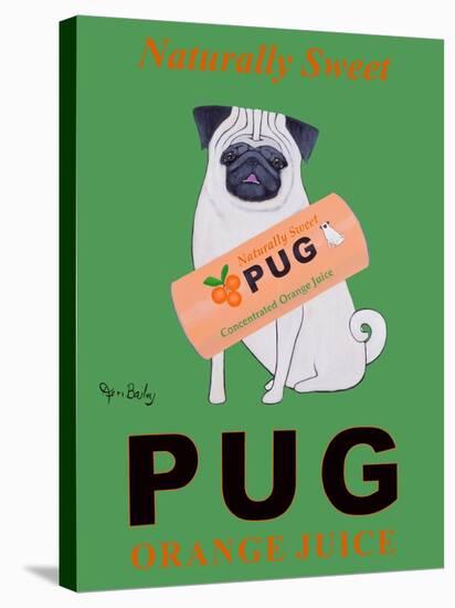 Pug Orange Juice-Ken Bailey-Stretched Canvas