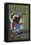 Pug - Retro Plumbing Ad-Lantern Press-Framed Stretched Canvas