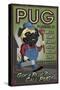 Pug - Retro Plumbing Ad-Lantern Press-Stretched Canvas