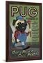 Pug - Retro Plumbing Ad-Lantern Press-Framed Art Print