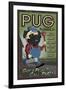 Pug - Retro Plumbing Ad-Lantern Press-Framed Art Print