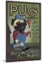 Pug - Retro Plumbing Ad-Lantern Press-Mounted Art Print