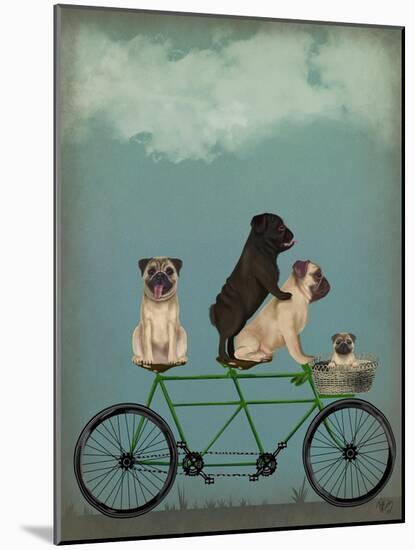 Pug Tandem-Fab Funky-Mounted Art Print