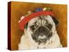 Pug Wearing Floral Hat-Leland Bobb?-Stretched Canvas