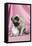 Pug with a Kitten on Pink Background-null-Framed Stretched Canvas