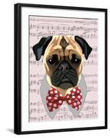 Pug with Red and White Spotty Bow Tie-Fab Funky-Framed Art Print