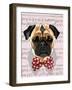 Pug with Red and White Spotty Bow Tie-Fab Funky-Framed Art Print