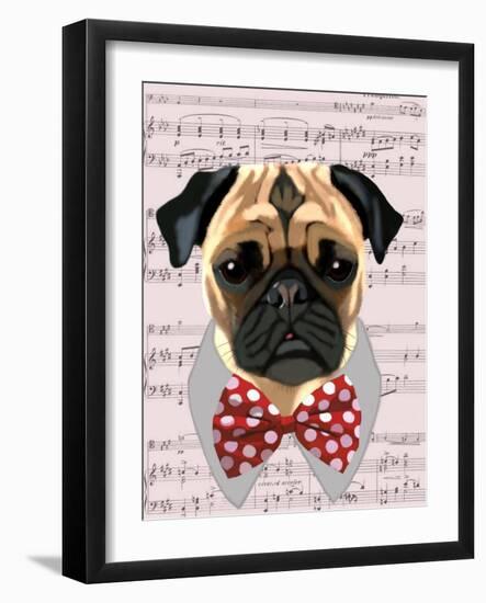 Pug with Red and White Spotty Bow Tie-Fab Funky-Framed Art Print