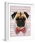 Pug with Red and White Spotty Bow Tie-Fab Funky-Framed Art Print