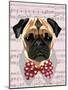 Pug with Red and White Spotty Bow Tie-Fab Funky-Mounted Art Print