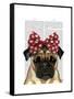 Pug with Red Spotty Bow on Head-Fab Funky-Framed Stretched Canvas
