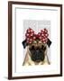 Pug with Red Spotty Bow on Head-Fab Funky-Framed Art Print