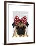 Pug with Red Spotty Bow on Head-Fab Funky-Framed Art Print