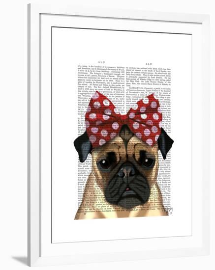 Pug with Red Spotty Bow on Head-Fab Funky-Framed Art Print