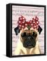 Pug with Red Spotty Bow On Head-Fab Funky-Framed Stretched Canvas