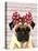 Pug with Red Spotty Bow On Head-Fab Funky-Stretched Canvas