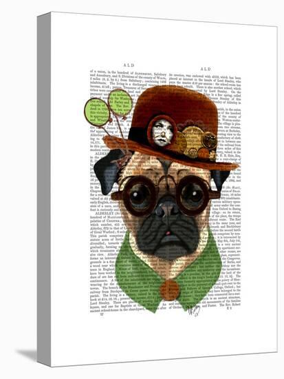Pug with Steampunk Bowler Hat-Fab Funky-Stretched Canvas