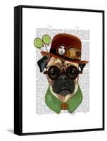 Pug with Steampunk Bowler Hat-Fab Funky-Framed Stretched Canvas