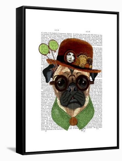 Pug with Steampunk Bowler Hat-Fab Funky-Framed Stretched Canvas