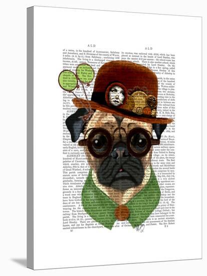 Pug with Steampunk Bowler Hat-Fab Funky-Stretched Canvas