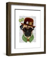 Pug with Steampunk Bowler Hat-Fab Funky-Framed Art Print