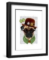 Pug with Steampunk Bowler Hat-Fab Funky-Framed Art Print