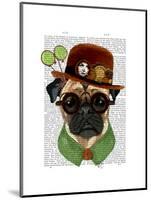 Pug with Steampunk Bowler Hat-Fab Funky-Mounted Art Print