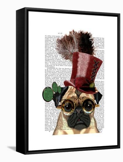 Pug with Steampunk Style Top Hat-Fab Funky-Framed Stretched Canvas