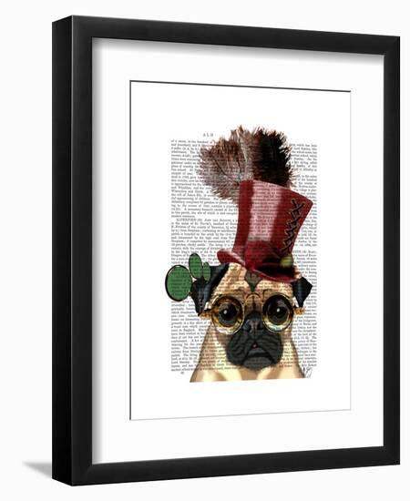 Pug with Steampunk Style Top Hat-Fab Funky-Framed Art Print