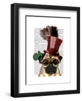 Pug with Steampunk Style Top Hat-Fab Funky-Framed Art Print