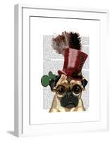 Pug with Steampunk Style Top Hat-Fab Funky-Framed Art Print