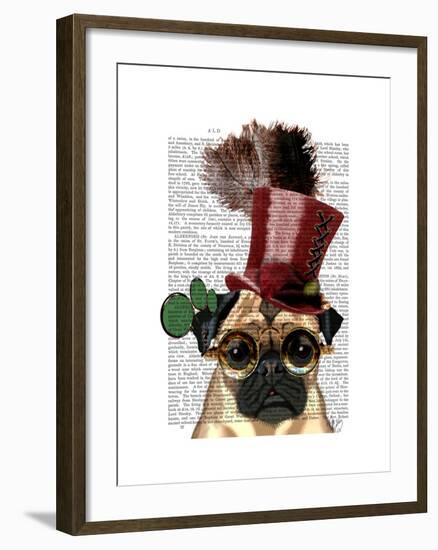 Pug with Steampunk Style Top Hat-Fab Funky-Framed Art Print