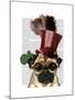 Pug with Steampunk Style Top Hat-Fab Funky-Mounted Art Print