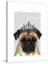 Pug with Tiara-Fab Funky-Stretched Canvas