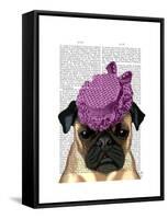 Pug with Vintage Purple Hat-Fab Funky-Framed Stretched Canvas