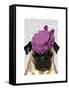 Pug with Vintage Purple Hat-Fab Funky-Framed Stretched Canvas