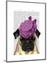 Pug with Vintage Purple Hat-Fab Funky-Mounted Art Print